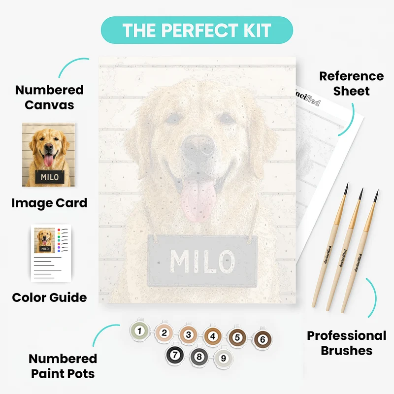 Pet Mugshot Portrait - Custom Paint by Numbers Kit