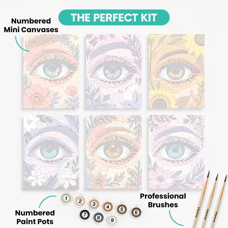 Floral Eyes - Mini Paint by Numbers Set