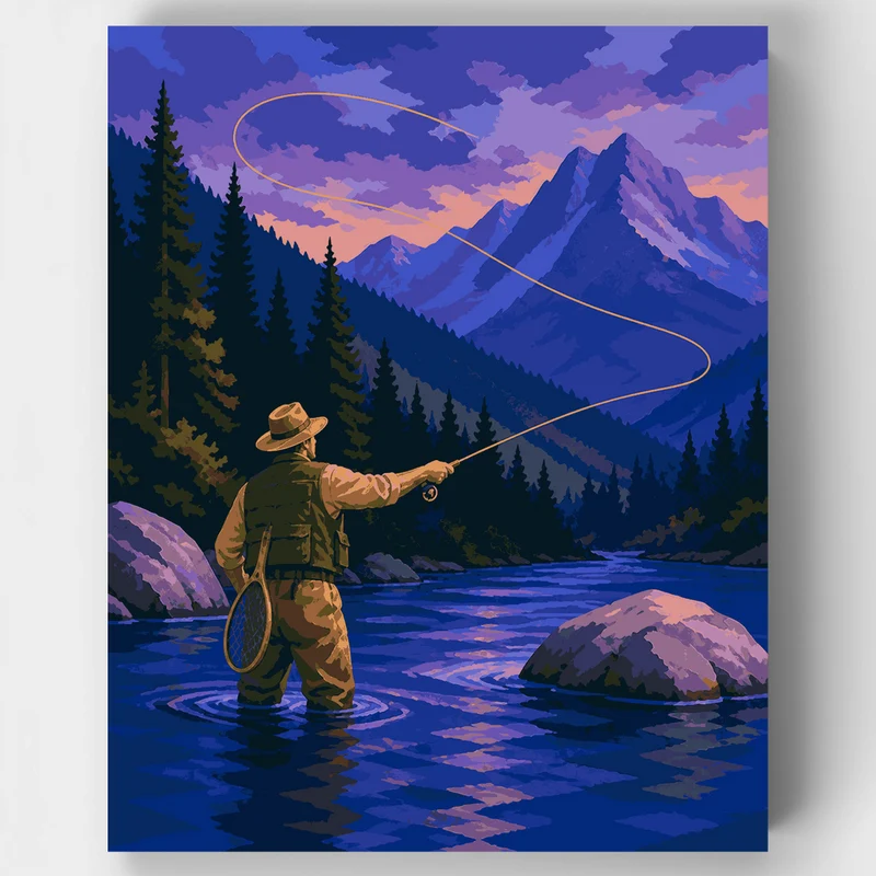Twilight Trout Cast - Paint by Numbers Kit