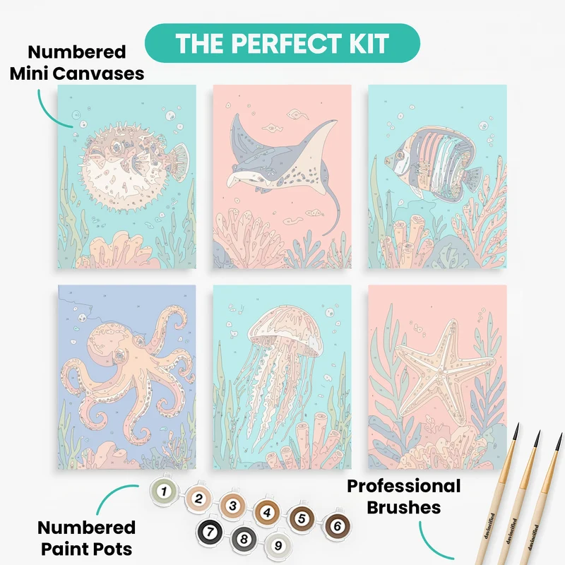 Ocean Life - Mini Paint by Numbers Set