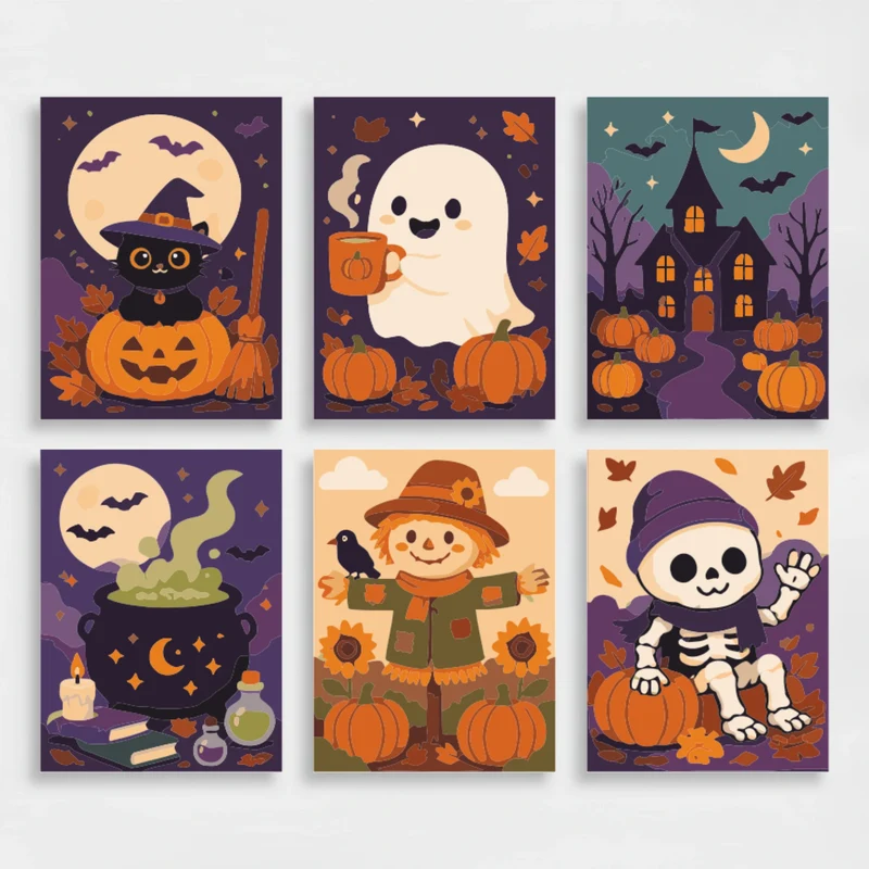 Cute Halloween Friends - Mini Paint by Numbers Set