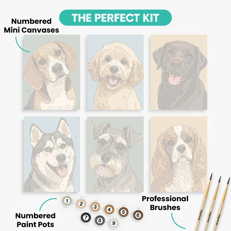 Beloved Dog Breeds - Mini Paint by Numbers Set