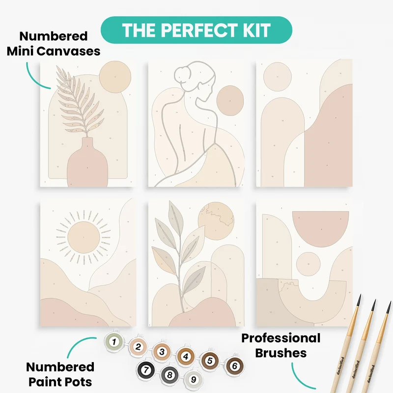 Boho Earth Tones - Mini Paint by Numbers Set