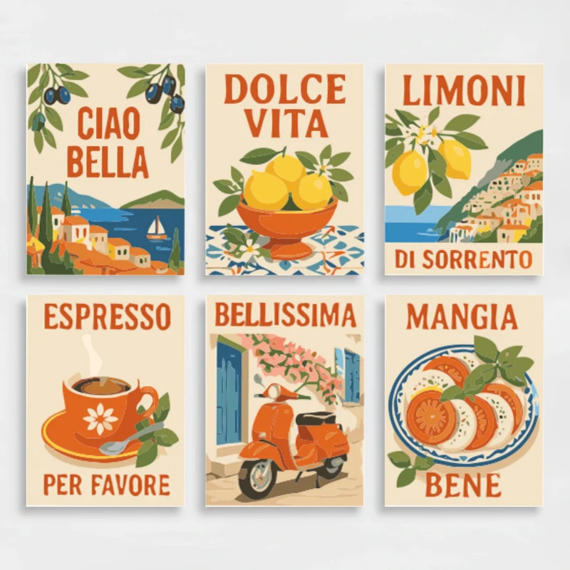 Italian Dolce Vita - Mini Paint by Numbers Set