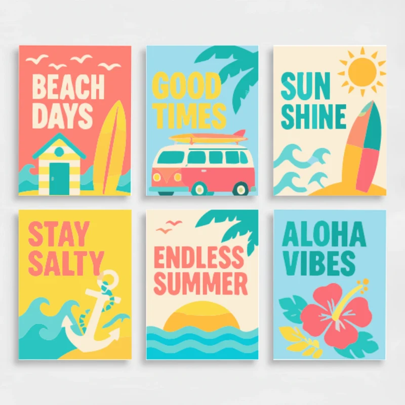 Retro Summer Beach - Mini Paint by Numbers Set