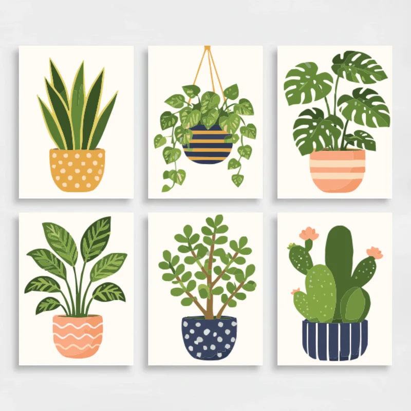 Potted Plants - Mini Paint by Numbers Set