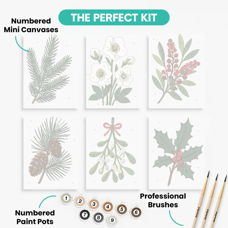 Winter Botanicals - Mini Paint by Numbers Set
