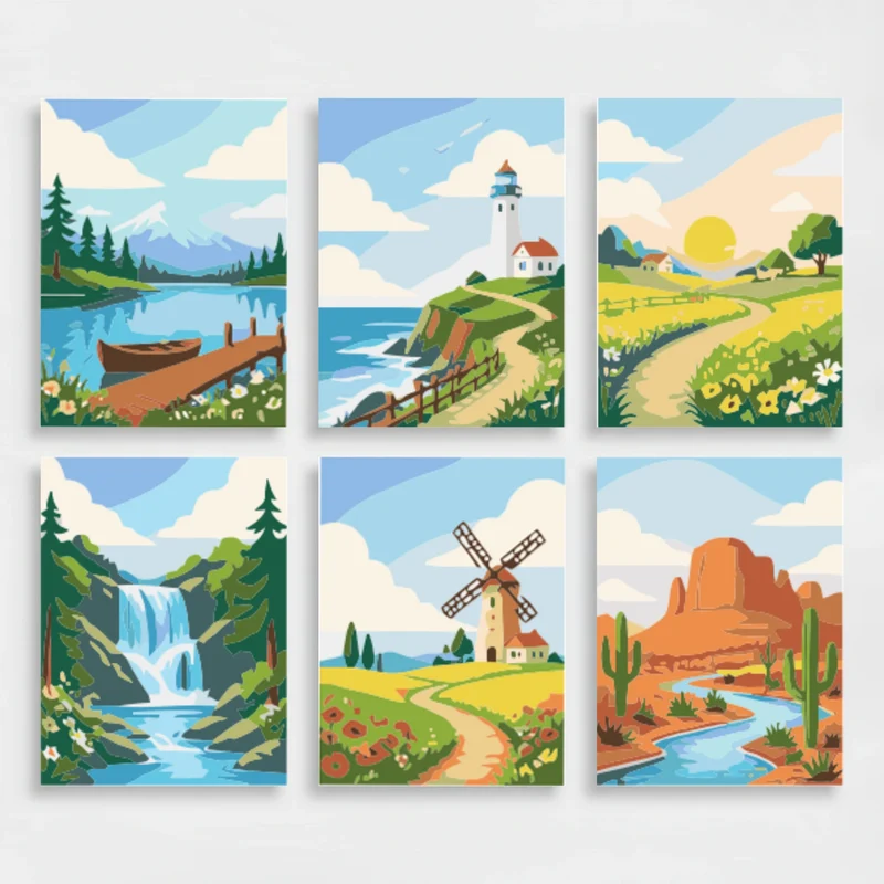 Scenic Nature Landscapes Collection - Mini Paint by Numbers Set