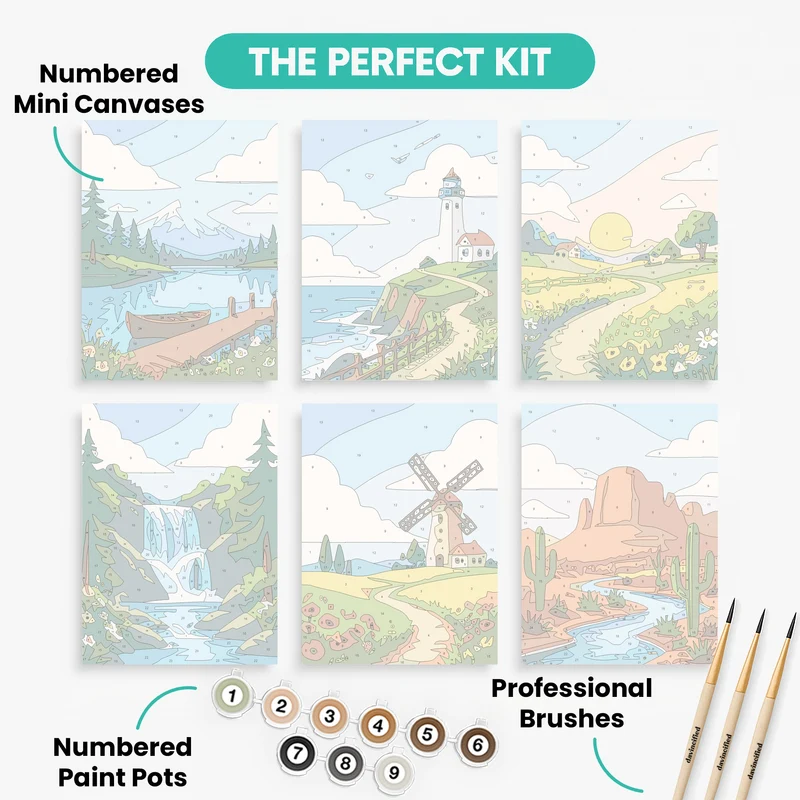 Scenic Nature Landscapes Collection - Mini Paint by Numbers Set