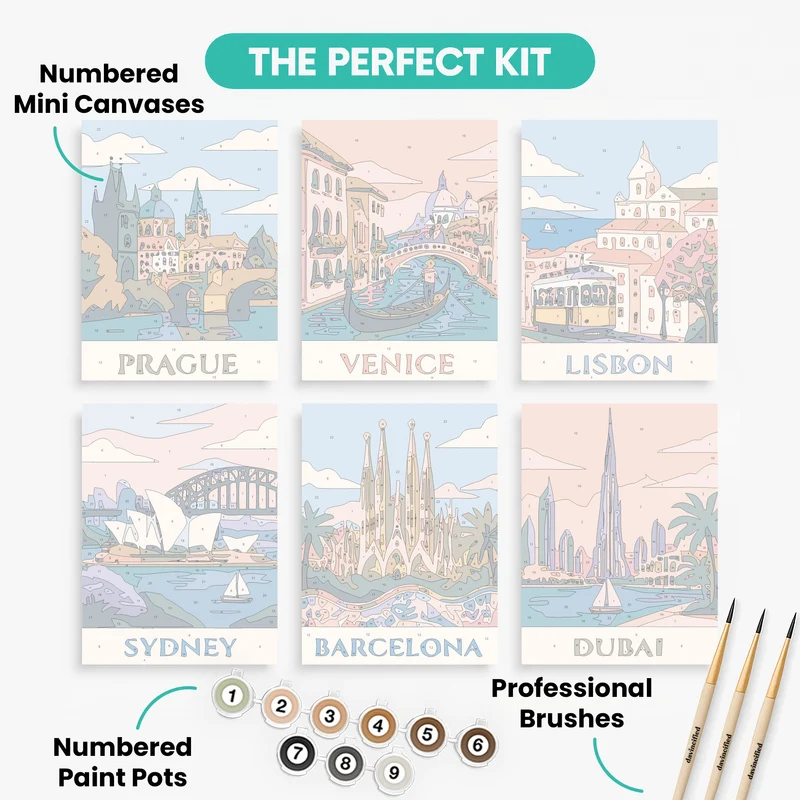 World Landmarks - Mini Paint by Numbers Set