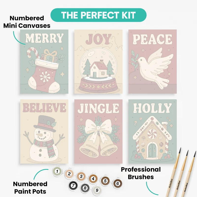 Festive Christmas Icons - Mini Paint by Numbers Set