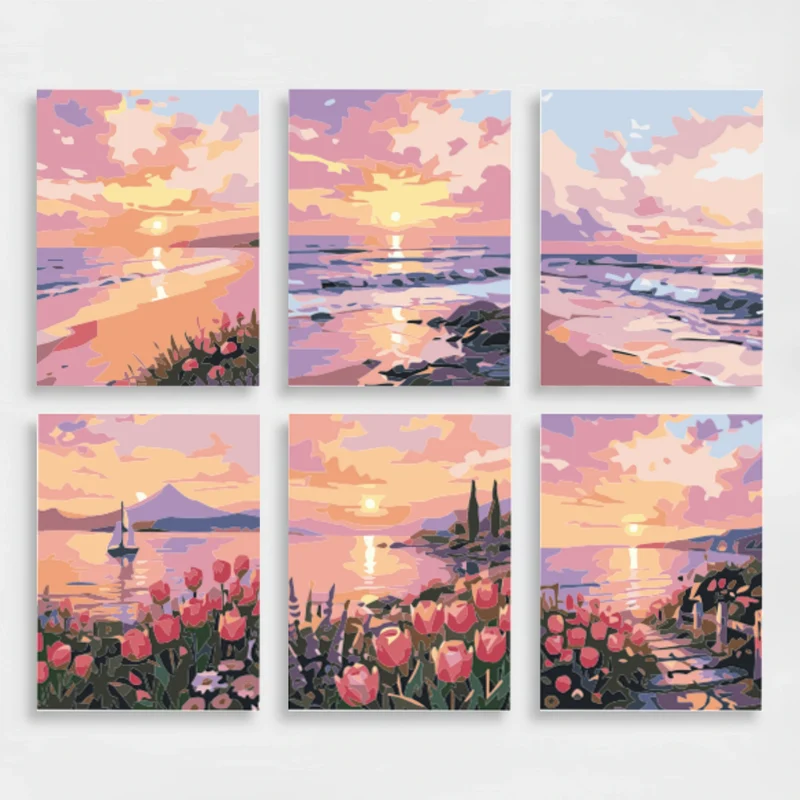 Coastal Sunset Serenity - Mini Paint by Numbers Set