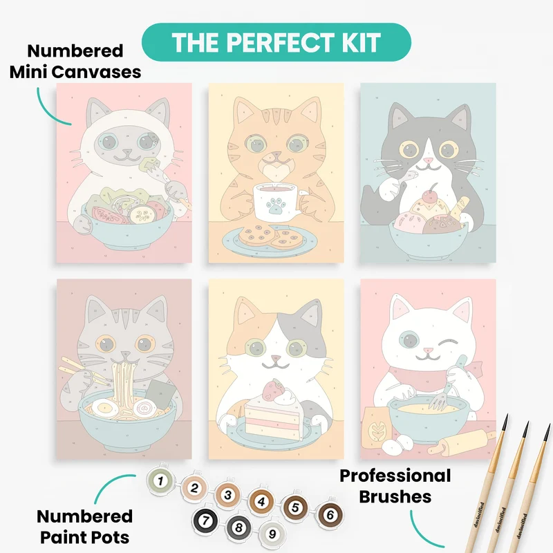 Foodie Cats - Mini Paint by Numbers Set
