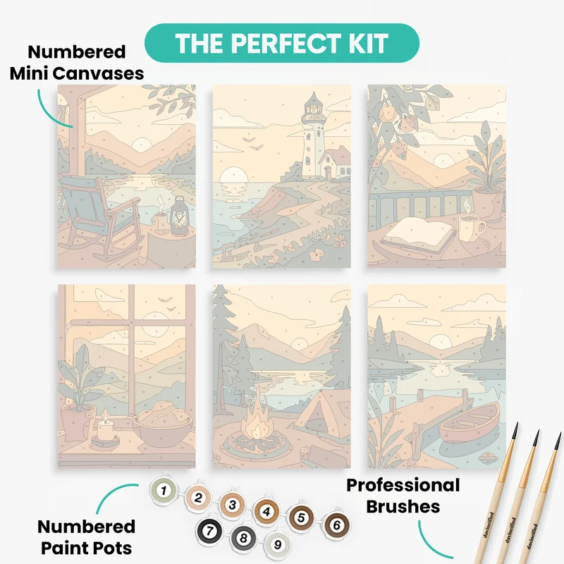 Cozy Sunset Retreats - Mini Paint by Numbers Set