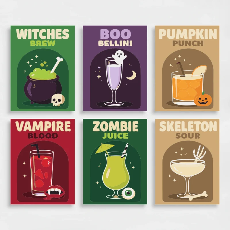Halloween Cocktails - Mini Paint by Numbers Set