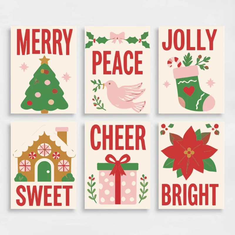 Merry Jolly Christmas Words - Mini Paint by Numbers Set
