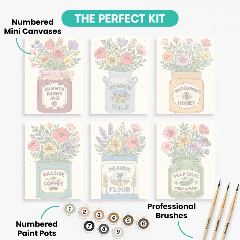 Farmhouse Pantry Wildflower Bouquets - Mini Paint by Numbers Set