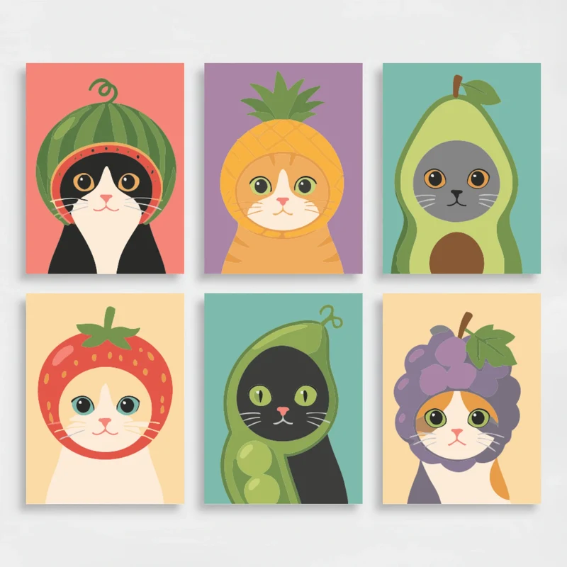 Fruity Cats - Mini Paint by Numbers Set