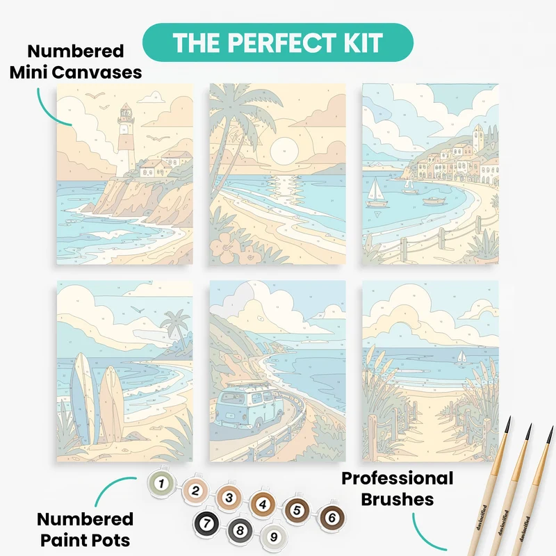 Coastal Escape - Mini Paint by Numbers Set