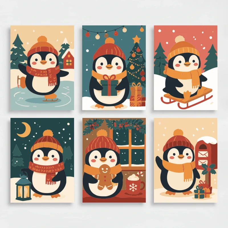 Winter Penguin Pals - Mini Paint by Numbers Set