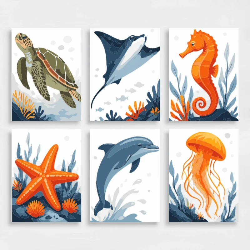 Sea Life Wonders - Mini Paint by Numbers Set