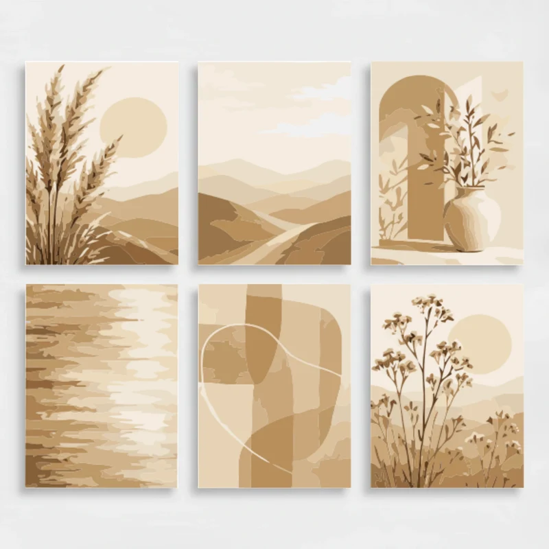 Neutral Desert Bloom - Mini Paint by Numbers Set
