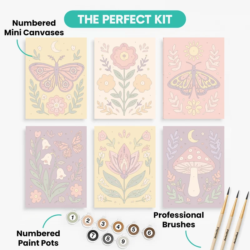 Folk Garden Blooms - Mini Paint by Numbers Set