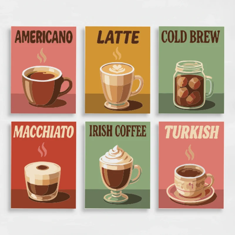 Vintage Coffee Menu Collection - Mini Paint by Numbers Set