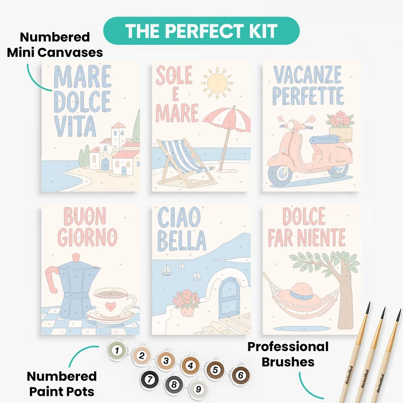 Italian Summer Sayings - Mini Paint by Numbers Set