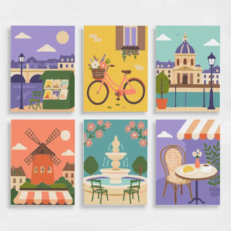 Paris in Six Scenes - Mini Paint by Numbers Set