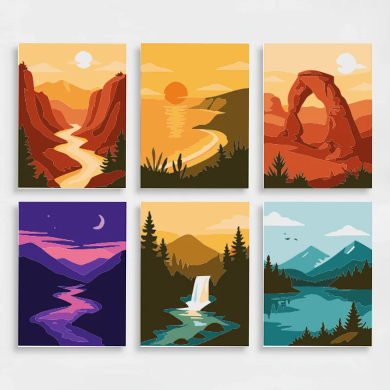 Six Scenes of Nature's Beauty - Mini Paint by Numbers Set