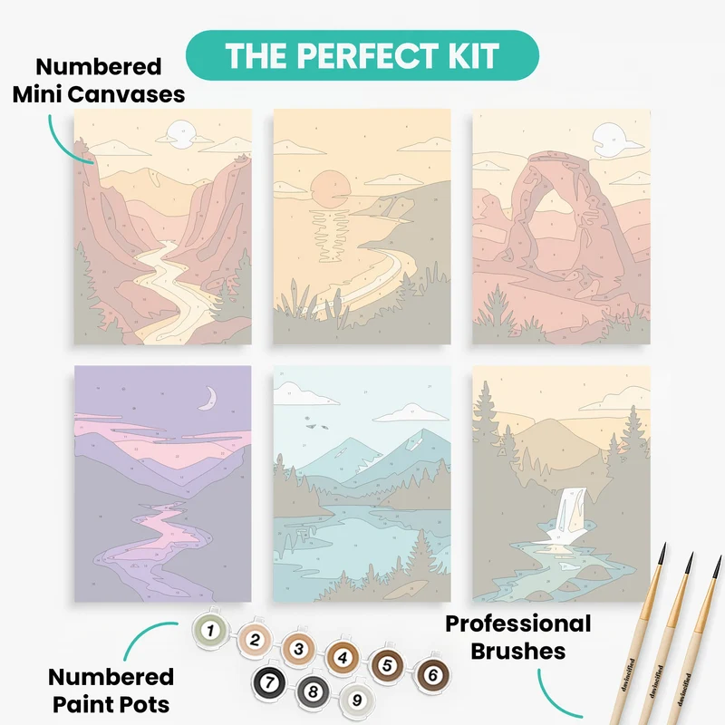 Six Scenes of Nature's Beauty - Mini Paint by Numbers Set