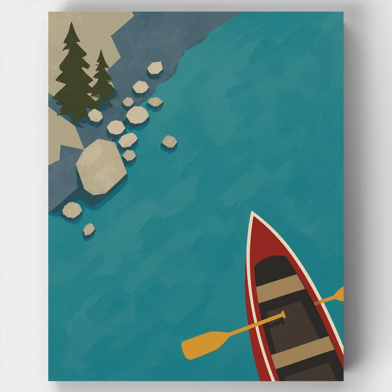 Bird's-Eye Canoe, Lake Moraine - Paint by Numbers Kit