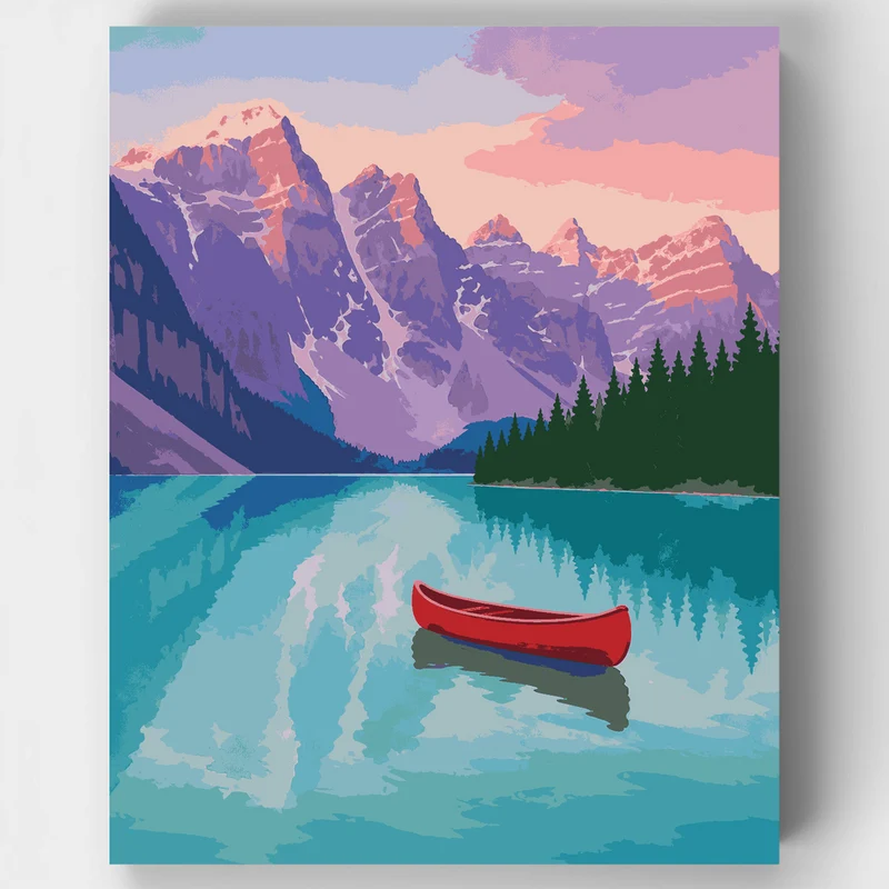 Lone Red Canoe - Paint by Numbers Kit