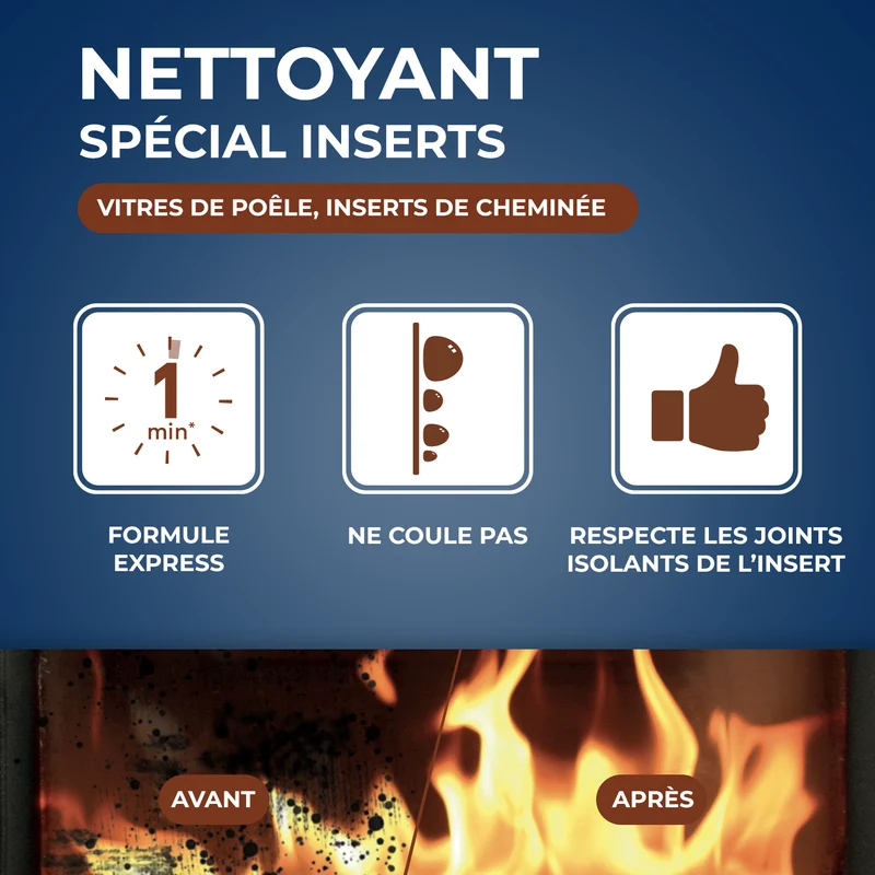 Nettoyant express inserts pour poêle & cheminée