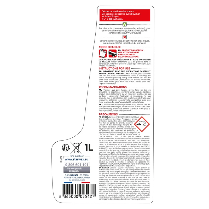 Déboucheur gel pour canalisations