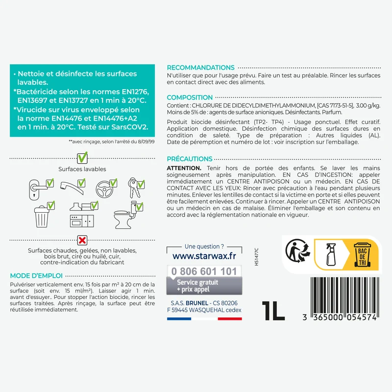 Désinfectant nettoyant multi-surfaces