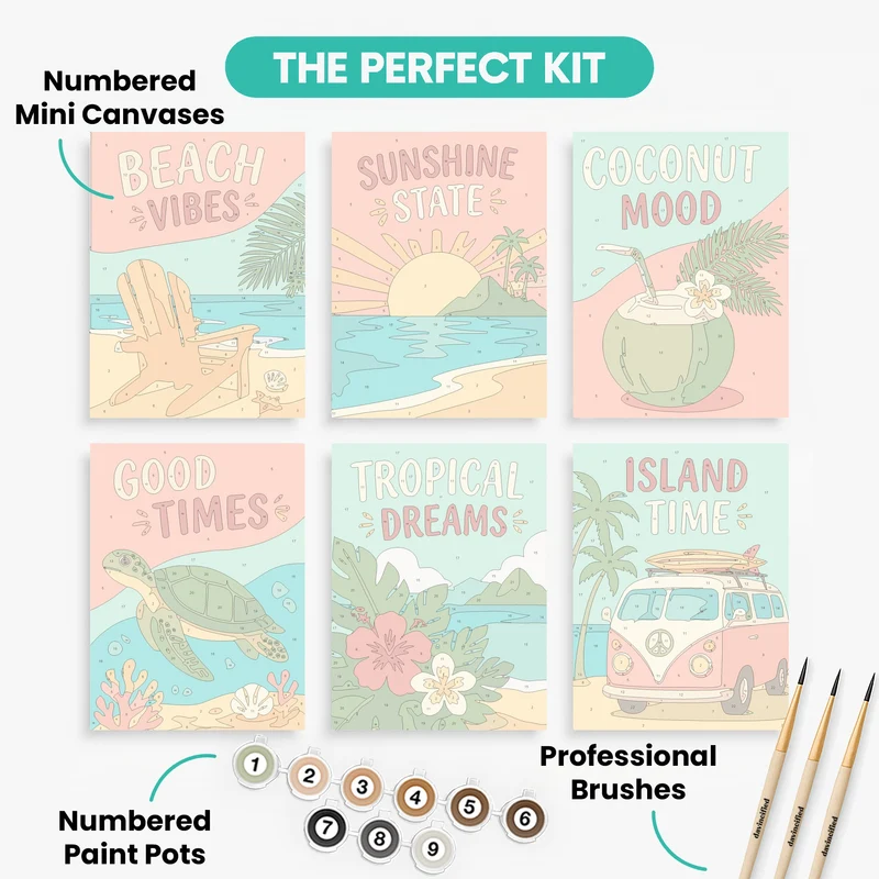 Tropical Beach Vibes - Mini Paint by Numbers Set