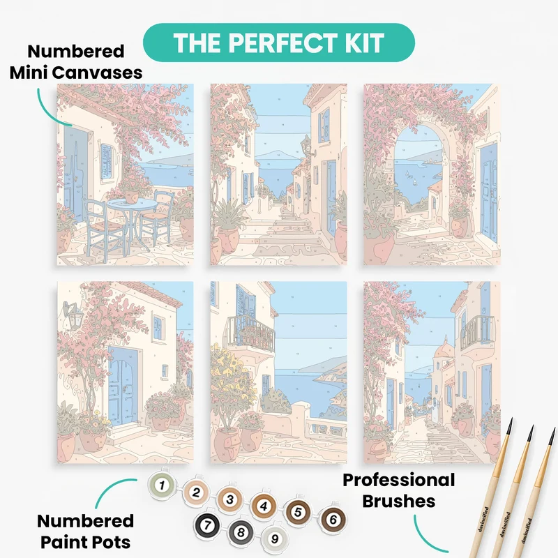 Greek Island Charm Collection - Mini Paint by Numbers Set