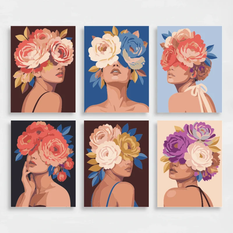 Floral Crown Women - Mini Paint by Numbers Set
