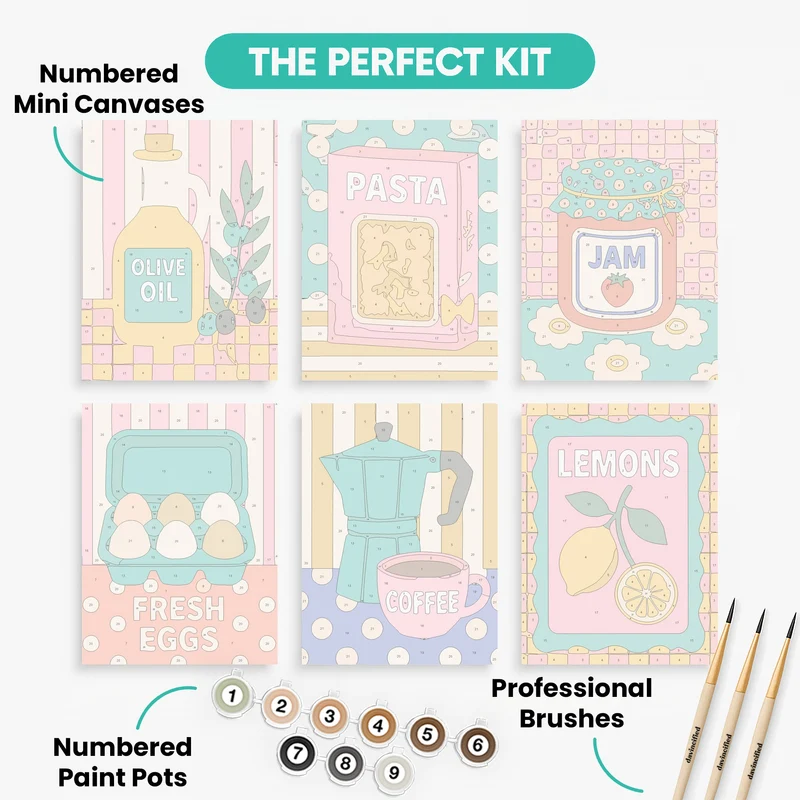 Kitchen Pantry Pop Art - Mini Paint by Numbers Set