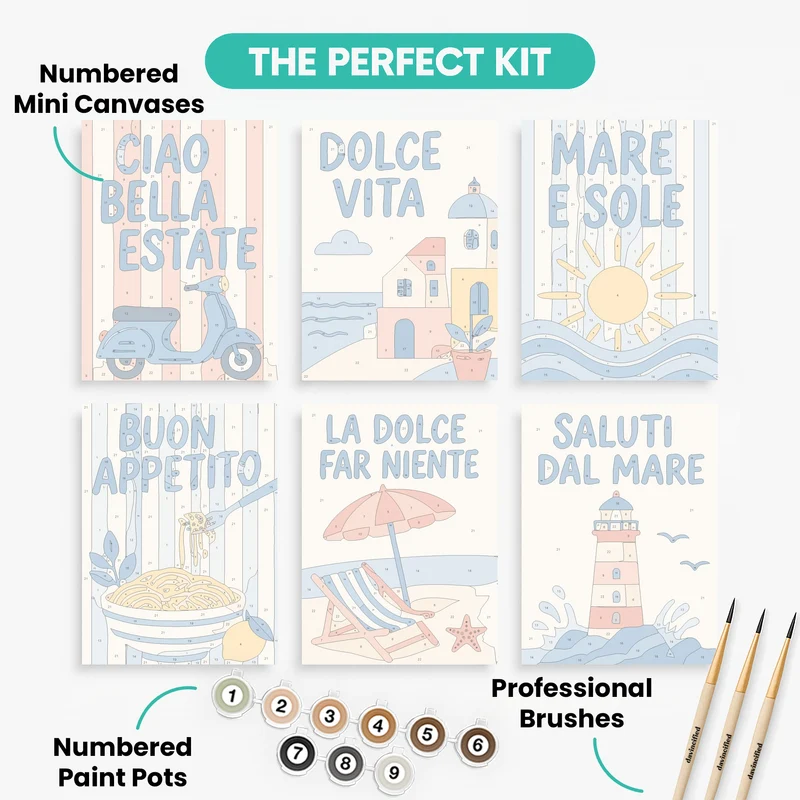 Italian Coastal Vibes - Mini Paint by Numbers Set