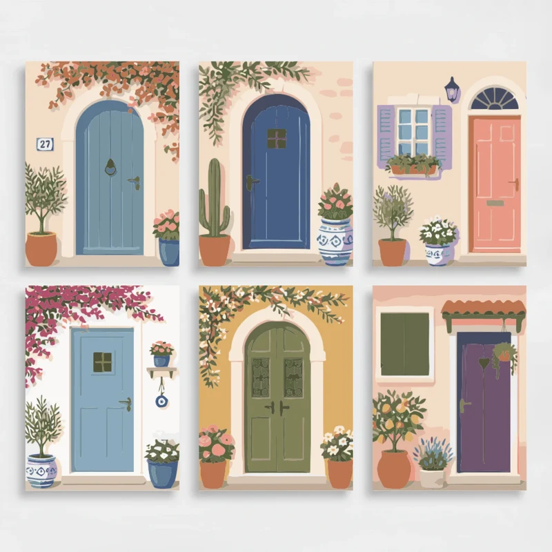 Mediterranean Doorways - Mini Paint by Numbers Set