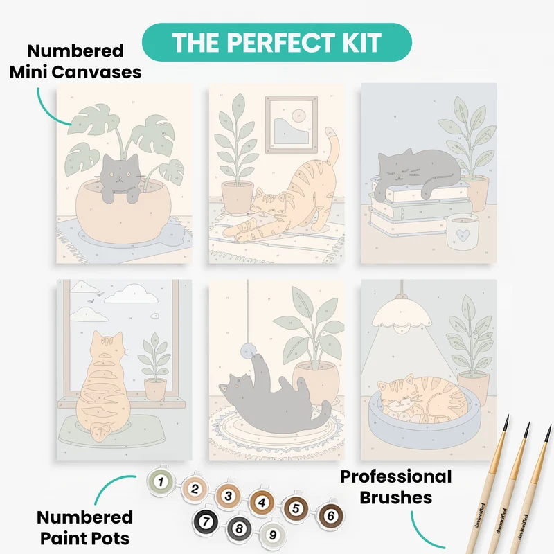 Cozy Cats at Home - Mini Paint by Numbers Set