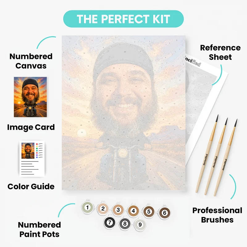 Desert Highway Biker Bobblehead - Custom Paint by Numbers Kit