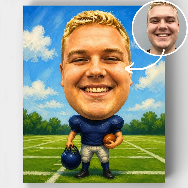 Football Star Bobblehead - Custom Paint by Numbers Kit
