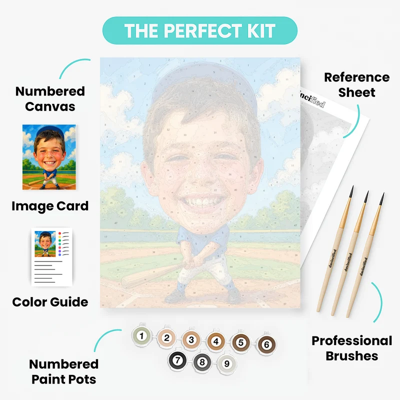 Baseball Slugger Bobblehead - Custom Paint by Numbers Kit