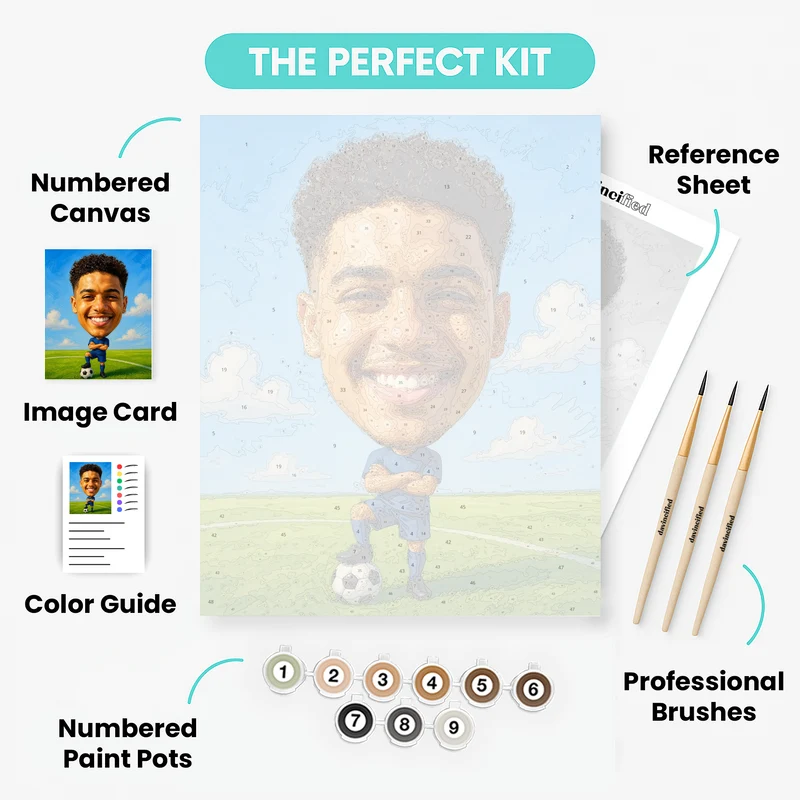 Soccer Star Bobblehead - Custom Paint by Numbers Kit