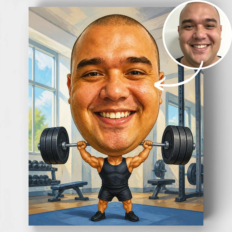 Gym Weightlifter Bobblehead - Custom Paint by Numbers Kit