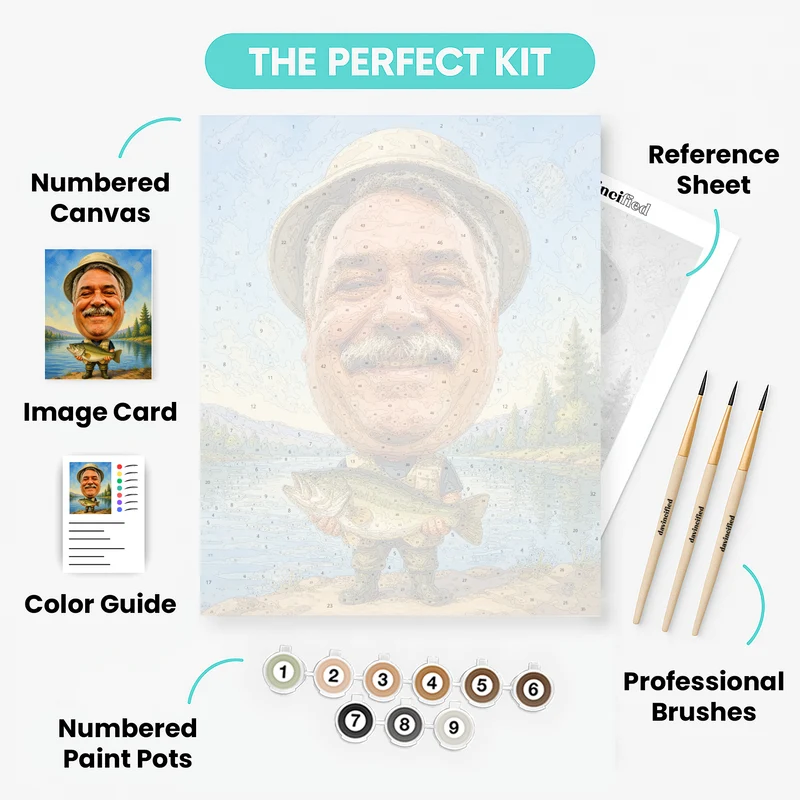 Big Catch Fisherman Bobblehead - Custom Paint by Numbers Kit